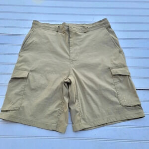 Bass Outdoor Mens Cargo 9" Hiking Casual Shorts Khaki Beige Tan Nylon Stretch M
